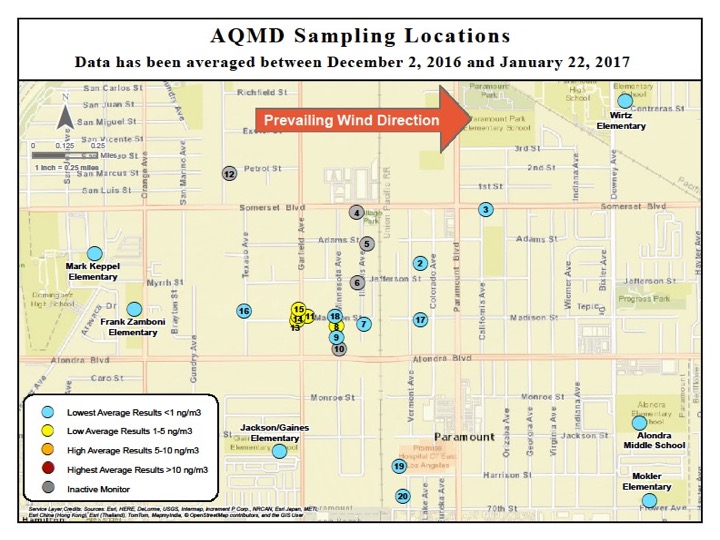 Map of AQMD Sampling Locations